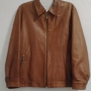 Remy Zova by Remy Lambskin Leather Brown Men's Jacket Sz 42